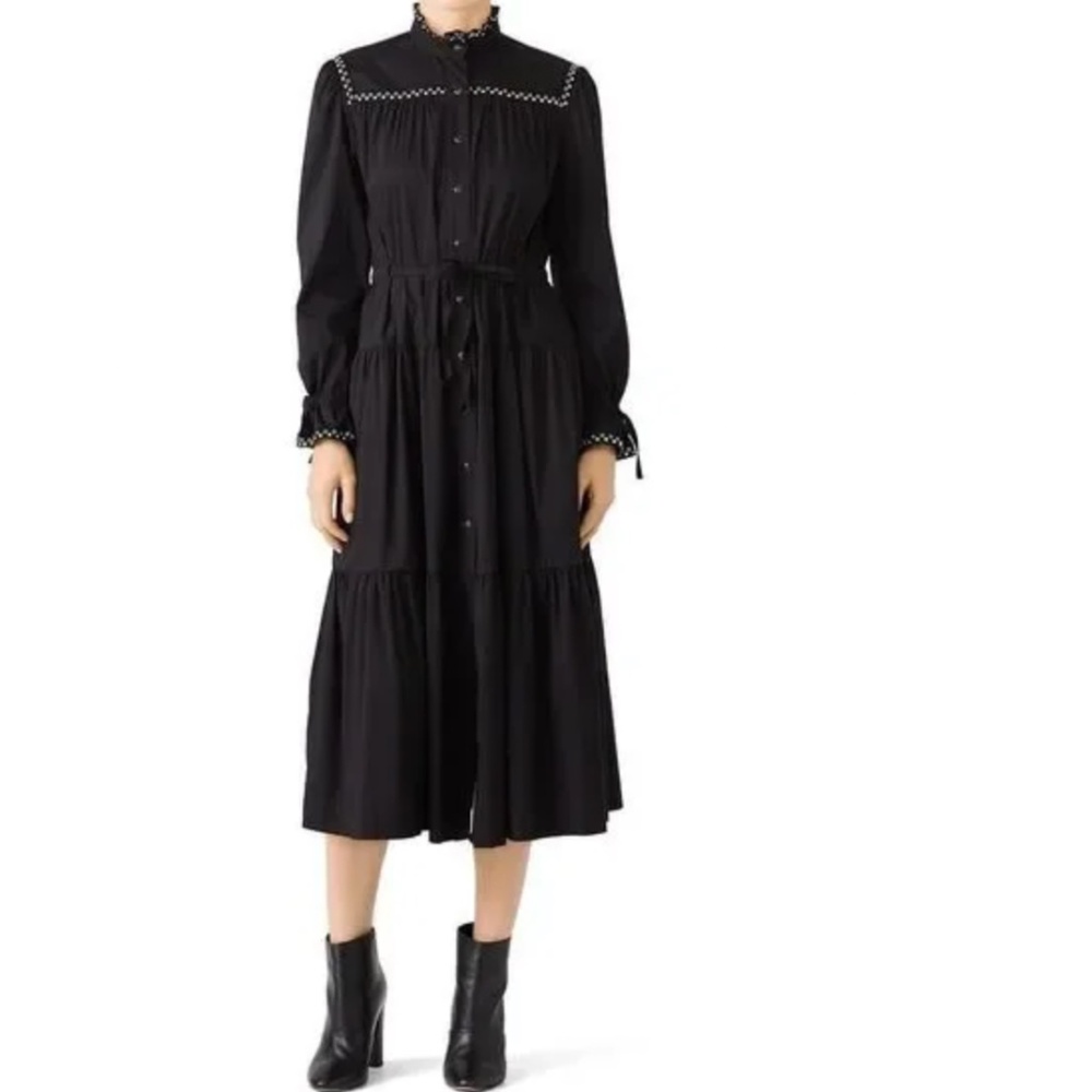Sabina Musayev Mock Neck Midi Length Studded Dress